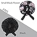 Hanbertti 2 Pack Silky Satin Hair Bonnet Sleeping Hat with Stretch Tie Band Bonnets Satin Bonnet Adjustable for Curly Hair Sleeping Keep Moist（Black+Small Black Flower）