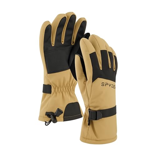 Spyder Mens Insulated Winter Snow Gloves, Khaki, L
