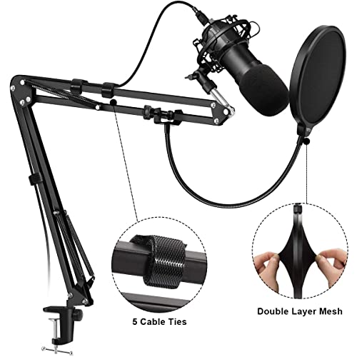 Microphone Stand, Wostoo Mic Stand Desk Boom Arm Adjustable Suspension Boom Scissor Arm For Blue Snowball & Other Mics For Professional Streaming, Voice-Over, Recording, Games #TOP5