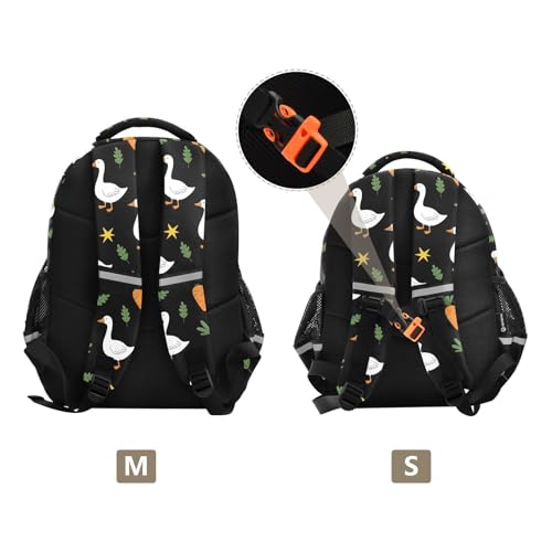 Emelivor Duck Carrots Black Kids Backpack Toddler School Backpack Bookbag Backpacks Book Bag for Girls,S3