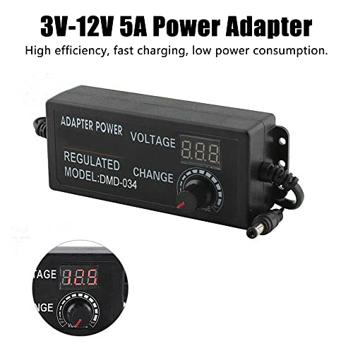 Henniu Adaptador ajustável de tensão variável de carga 3V-12V 5A controlador de velocidade tipo univ