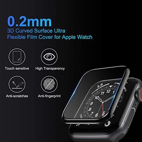 [3 Pack]Screen Protector for Apple Watch Series 6/SE/5/4 44mm, 3D Curved Edge Anti-Scratch Bubble Free HD Ultra Shatterproof Flexible Protector Film Compatible with Apple iWatch Series SE/6/5/4