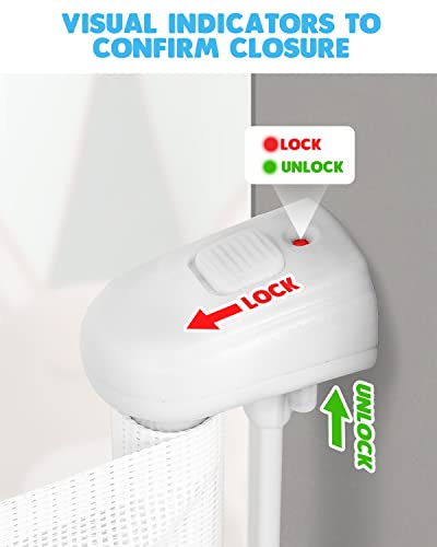 Retractable Baby Gate - Extra Wide Kids Or Pets Gate With Double Locking Mechanism, 33" Tall, Extends To 55" Wide, Pvc Mesh Safety Dog Gate For Stairs, Indoor, Outdoor, Doorways, Hallways, Deck #TOP3