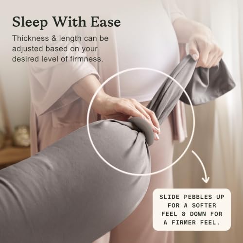 Image of bbhugme Pregnancy Pillow Cover, Stone - Replacement Cover for bbhugme Maternity Pillow - Soft, Breathable, Cooling Cotton Jersey Fabric - Machine Washable