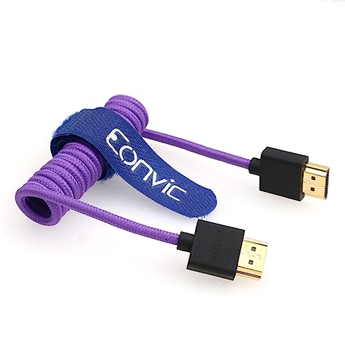 Eonvic 2.1 8K HDMI Extender, Purple Coiled Cable for Atomos Ninja V Sony a7siii, Portkeys BM5 Monitor - Image 3