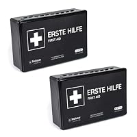2er Set KFZ-Verbandkasten nach aktueller DIN 13164:2022 | inkl. je 2 med. Gesichtsmasken | Gültig für 2025 gemäß StVZO | Erste Hilfe Set/Kasten/Verbandskasten Auto/PKW/Motorrad | Schwarz – Ansicht 1