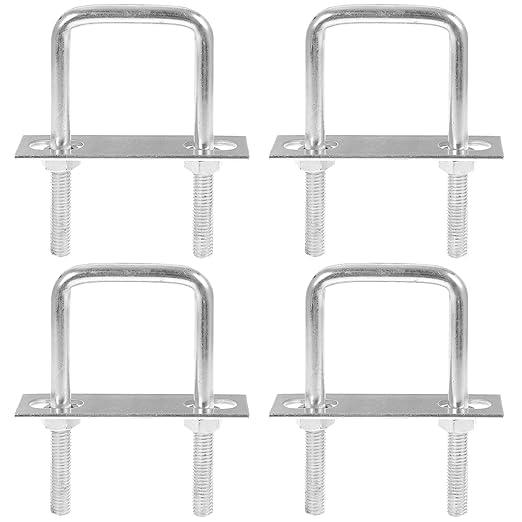 Monsully Lot de 4 boulons en U, carrés, en acier inoxydable M8, accessoires de boulons en U, avec plaque et écrous, pour la construction de tuyauterie et les...