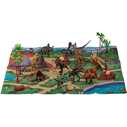 JoyKip Dinosaur Toys for Boys & Girls - Educational Realistic Dinosaur Playset Jurassic World Figures with a Play Mat Learning toys for Ages 3+ Birthday Cover