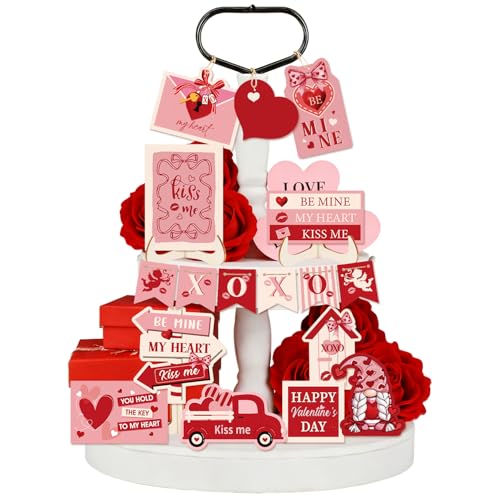 17pcs Valentines Tiered Tray Stand Decor Rustic...
