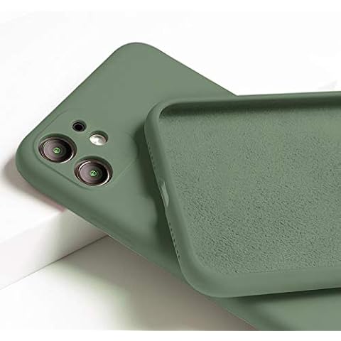 OWM iPhone 11 Case Liquid Silicone [Lens Protector Bumper] Shockproof Protective Rubber Case Soft Microfiber Interior Phone Case Cover for iPhone 11 (2019) - Dark Green Cover