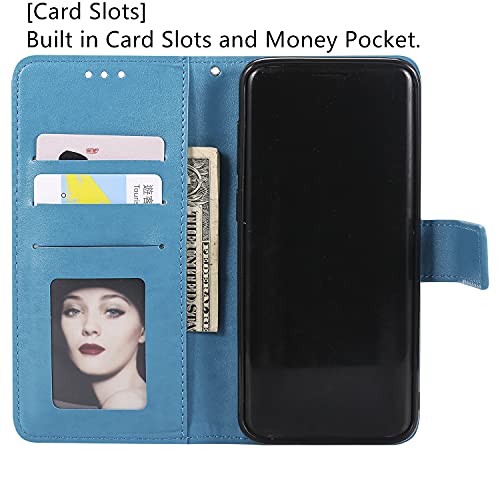 Eyzutak Mandala Phone Cover For Samsung Galaxy S9 Plus, Ultra Slim Flip Case With Card Slot Magnetic Closure Embossing Premium Pu Leather Case With Stand Function And Lanyard, Foldable Motif-Blue #TOP1