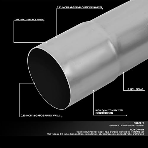 Image of DNA MOTORING 8Pcs 3 Inches Mild Steel DIY Custom Exhaust Tubing Mandrel Bend Pipes Straight & U-Bend Kit, Universal Fit, ZTL-30RAW-8P