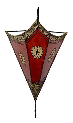 Lámpara Henna Artesanal de Cuero de Cabra Roja miniatura 2