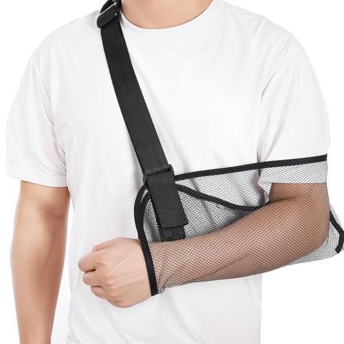 MBAIYO Arm Sling for Shoulder Injury Adjustable Mesh Breathable Shower Immobilizer for Left Right Arm Elbow Wrist Support for Men Women