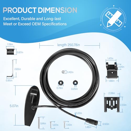 Image of 710295-1 XNT 9 HW MDI 75 T Transom Transducer Fits for Humminbird Helix 7 /8 (MEGA Down Imaging) Dual Spectrum Chirp with Temperature Transom Mount Transducer, Black
