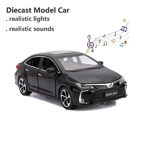 Image of 1:32 Scale Toyota Corolla Toy Car | Metal Pullback Diecast Car for Kids with Openable Doors, Sound, Light Effects Toy for Car Enthusiasts (Color As Per Available)