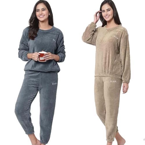 Combo Pack of 2 Women's Winter Nightsuits Full Sleeve Top and Pajama Set Regular-Fit Cozy Sleepwear Warm Lounge wear for Cold Weather Comfortable Pajama Set-image-35