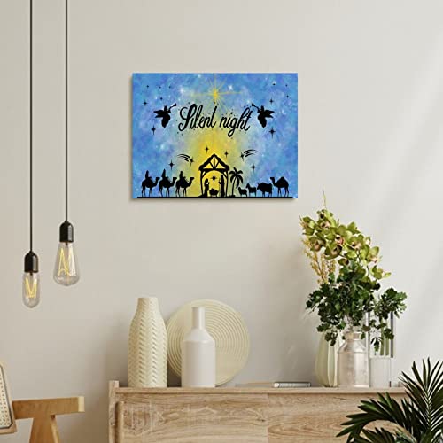 Arte de pared navideño de noche silenciosa con marco moderno 12x16 4