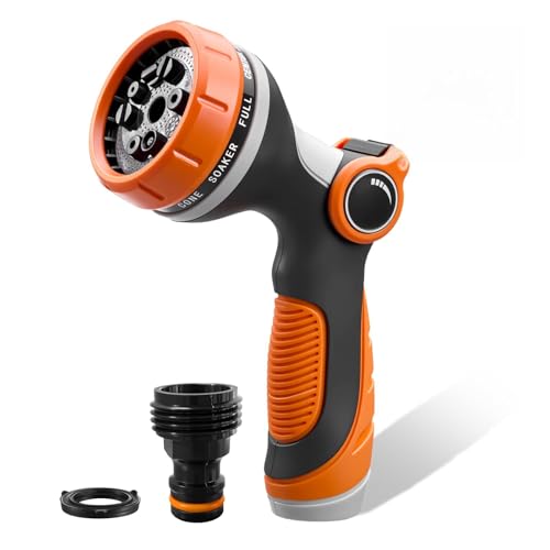 Garden Hose Nozzle Hose Spray Nozzle with Adjustable 10 Watering Patterns Slip Resistant High Pressure Water Hose Nozzle Sprayer for Plants & Lawns Watering Car Washing and Pet Showering