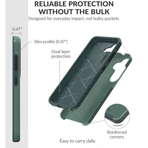 Image of Crave Compatible with Samsung Galaxy S25 Case (6.2 inch), Slim Fit, Shockproof Dual Layer Grip, Wireless Charging Compatible - Forest Green