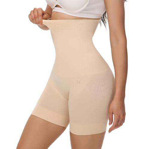 DiULi Bauchweg Unterhose Damen, Hohe Taille Miederhose mit Bein, Figurformende Bauchkontrolle DamenShapewear, Starke Formende, Body Shaper für Frauen, M, Hautfarbe