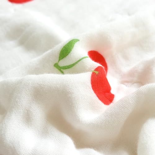 Image of Ultra Soft 6-Layer 100% Cotton Muslin Baby Blanket 43 inchx43 inch Breathable Lightweight Swaddle Blankets for Boys and Girls Infant Toddlers Babies Newborn Birthday Gifts Cherry