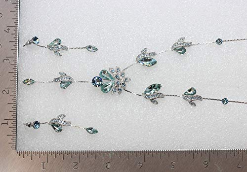 Faship Gorgeous Aqua Rhinestone Crystal Floral Necklace Earrings Set - Aqua #TOP4