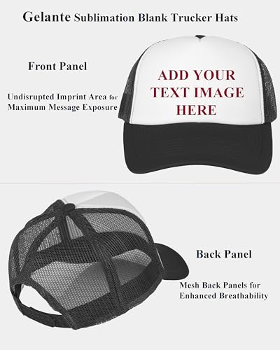 Image of Gelante Sublimation Blank Trucker Hats - Polyester Foam Mesh Snapback Baseball Cap