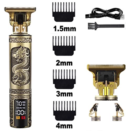Maquinilla de afeitar Genérico T9 Digital LCD para hombre sin cable, Retro con cabeza de aceite, para tallar el pelo, de precisión, acabado para Barba, Máquina Profesional de cuchillas en T de 0 mm