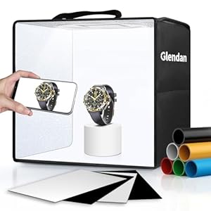 Glendan Photo Studio Light Box,16"x12" Portable Dimmable Product Photography Shooting Tent Kit with 112 LEDs Lights & 6 Backdrops for Jewelry and Small Items