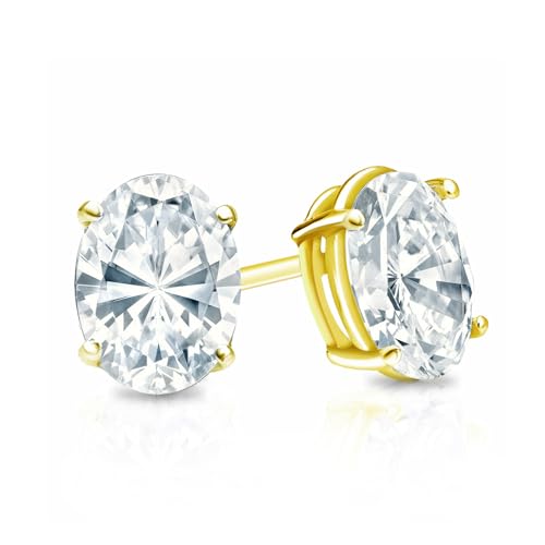 The Diamond Deal IGI Certified 1.00 to 5.00 Carat Oval Shape Lab-Grown Diamond 4-Prong Stud Earrings in 14k Yellow, White or Rose Gold With Push Back Closure3