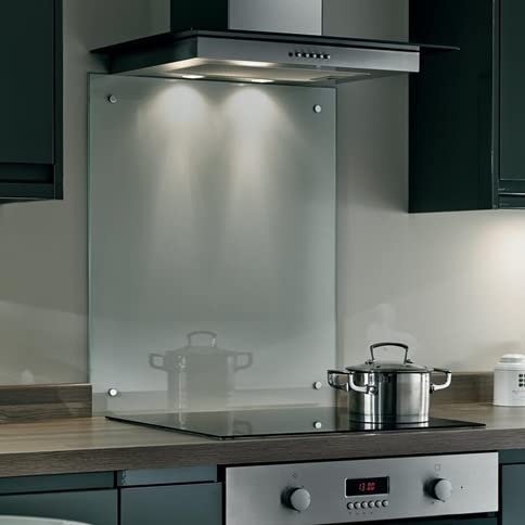 Clear Kitchen Glass Splashback Toughened & Heat Resistant - Supplied with Pre-Drilled Holes & Fixings