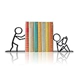 Bookends Decorative Metal Unique Office Desk Bookends Cute Book Ends Reading Decor Bookshelf Decor for Office School Library Bedroom, Book Lovers Gift