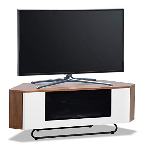 Centurion Supports Hampshire Corner -Friendly nogal con puerta blanca de 26 a 50 pulgadas de pantalla plana