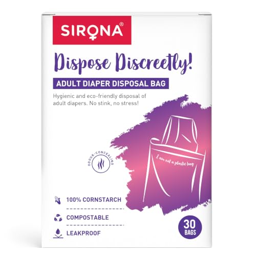 Sirona Disposable Bags for Adult Diapers | Discreet Locks In Odors Leak-Proof Adhesive Environmentally Friendly | Travel-Friendly Disposal Bags Pack of 30