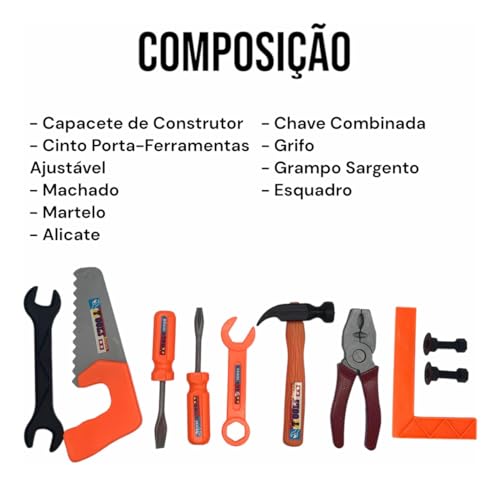 Cinto de Ferramentas Infantil Brinquedo de faz de conta para crianças, acessórios de construção, bri