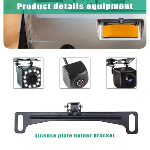 Image of Pack-1 Car 0.87 inch Square Reversing Camera Metal Bracket, 7.68 inch x 1.34 inch Waterproof Anti-Rust License Plate Bracket, Dash Cam Stable Shockproof Mounting Accessories, Universal for Cars (Black)