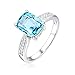 Epinki Femme Or Blanc 18 Carats Bague 2.86ct Topaze Coussin Quatre Griffes Bague Cadeau pour Anniversaire La Saint Valentin Taille 55