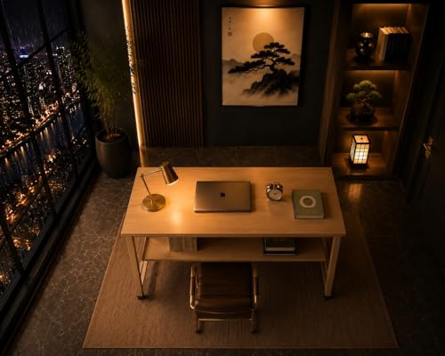 Image of Multipurpose Wood Study Table with Shelf Computer, Laptop & Office Workstation Desk for Home & Work - Easy to Assemble Gaming Concept Desk (White Board White Metal)(L*90,B*60,H*75)cm.