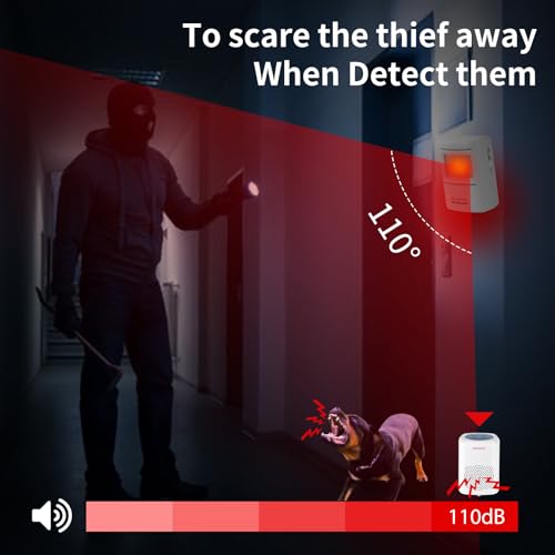 S SELDORAUK Hund Barking Alarm Bewegungsmelder, Hundegebell, Drahtlos Infrarot, Abschreckung von Eindringlingen Dieben Wildtieren, Für den Innenhof, Haus, Bauernhöfe(1 Empfänger + 1 Detektor)