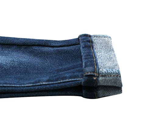 Kidscool Space Kids jeans de algodão com letras bordadas, cintura elástica, Azul, 5-6 anos