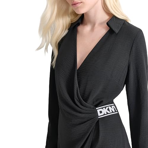 Image of DKNY Women's Long Sleeve Side Tie Mini Shirtdress