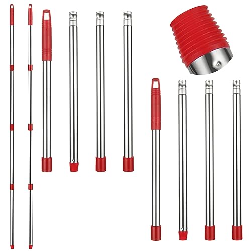 AKOLAFE 2 Sets Spin Mop Replacement Handle Compatible with O-Ceda Mop Replace Handle 4-Section Commercial Mop Handle Industrial Stick Replacement for EasyWring Spin Triangle Mop (Claret, 2.5-5 Foot)