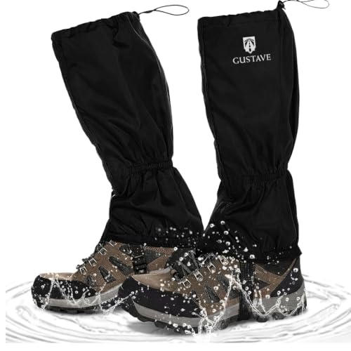 Image of Gustave Gaiters for Hiking, Climbing, Leggings, Trekking, Waterproof Windproof Sandproof Adults Hiking Gaiters, with Secure Fasten Belt Adjustable Hiking Gaiters Lightweight Gaiters (1 Pair) | Secure Fasten Belt, Adjustable, Lightweight Boot Leg Cover Protect for Mountain Snow, Hiking, Skiing, Walking, Climbing