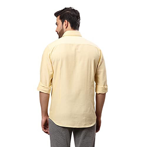 Image of Raymond Men's Pure Cotton Solid Pattern Slim Fit Regular Collar Full Sleeve Casual Shirt
