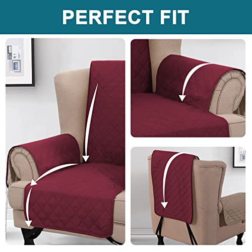 Turquoize-100-Waterproof-Wing-Chair-Cover-Wing-Armchair-Slipcovers-Chair-Couch-Protector-Triple-Non-Slip-Sofa-Slipcover-for-Wing-Chair-Furniture-Protector-for-Pets-KidsDog-Wing-Chair-Burgundy Turquoize 100 Waterproof Wing Chair Cover Wing Armchair Slipcovers Chair Couch Protector Triple Non Slip Sofa Slipcover for Wing Chair Furniture Protector for Pets KidsDog Wing Chair Burgundy