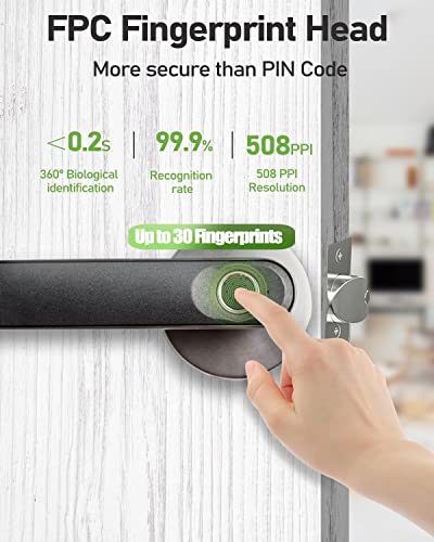 Homswet Fingerprint Door Lock, Keyless Entry Door Knob Lock With Handle Biometric Door Lock With Passage Mode/Spare Key, Smart Fingerprint Door Locks With Auto Lock For Bedroom Home Hotel Office(Grey) #TOP1
