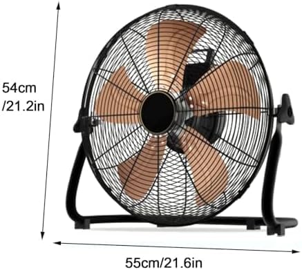 Wytrzymały przemysłowy wentylator podłogowy, metalowy wentylator cokołowy o dużej prędkości z nachyleniem 130°, do garażu, magazynu, fabryki, cyrkulacji powietrza i chłodzenia patio