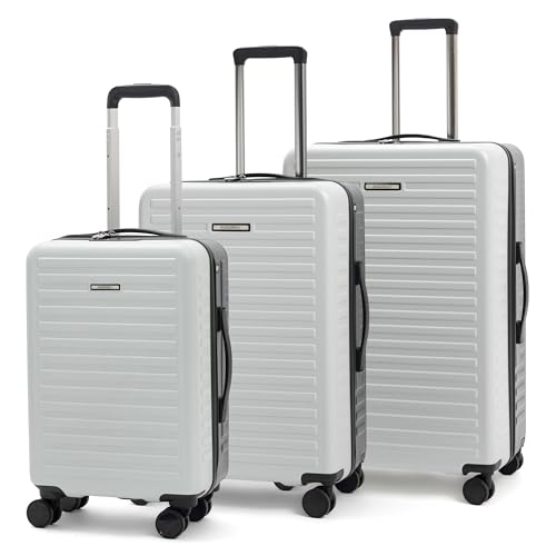Image of Assembly Trolley Bag Set of 3 with TSA Locks & Enhanced Protection, Complete Polycarbonate Hard Shell Trolley Bag Collection for Adventure Travel, Blue-White, 20+24+28 Inch