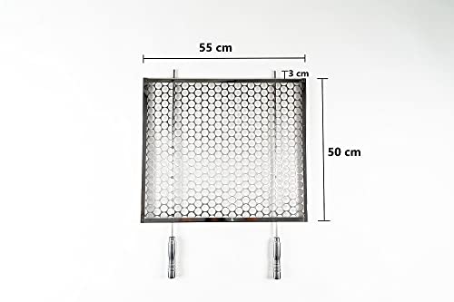 GRELHA INOX TELA GROSSA CABO CENTRAL 50x50cm, 55x50cm, 60x50cm ou 65x50cm VIP INOX (55x50)
